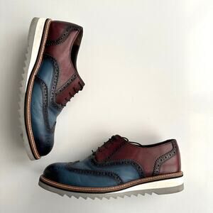 Deckard EUC Handmade Red Blue Ombre Perforated Brogue Oxford Shoes EU 42 Men 9
